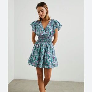 Rails | NWT Leilani Floral Kimora Smocked Tie Back Mini Dress in Navy Multi